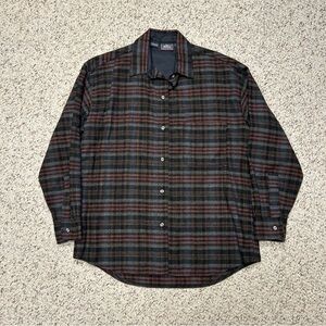 Vtg Woolrich Wool Blend Plaid Flannel Shirt Medium Button Pocket Tee USA